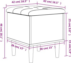 vidaXL Ławka ze schowkiem, szary dąb sonoma, 42x42x46 cm 10