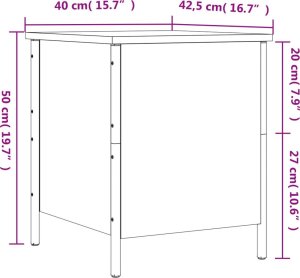 vidaXL Ławka ze schowkiem, szary dąb sonoma, 40x42,5x50 cm 12