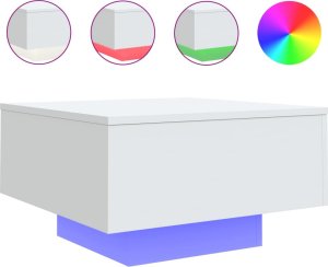vidaXL Stolik kawowy z podświetleniem LED, biały, 55x55x31 cm 2