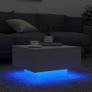 vidaXL Stolik kawowy z podświetleniem LED, biały, 55x55x31 cm 4
