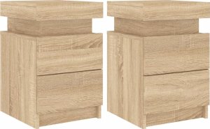 vidaXL Szafki nocne z LED, 2 szt., dąb sonoma, 35x39x55 cm 2