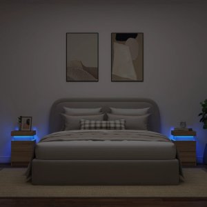 vidaXL Szafki nocne z LED, 2 szt., dąb sonoma, 35x39x55 cm 4