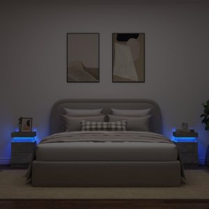 vidaXL Szafki nocne z LED, 2 szt., szarość betonu, 35x39x55 cm 4