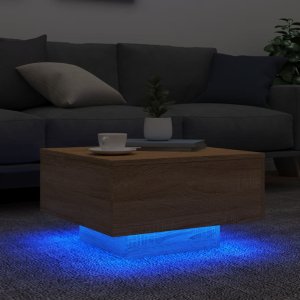 vidaXL Stolik kawowy z podświetleniem LED, dąb sonoma, 55x55x31 cm 4