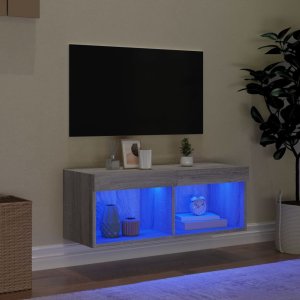 vidaXL Szafka TV z oświetleniem LED, szary dąb sonoma, 80x30x30 cm 3