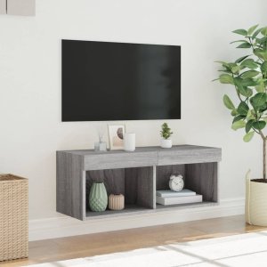 vidaXL Szafka TV z oświetleniem LED, szary dąb sonoma, 80x30x30 cm 5