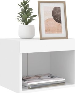 vidaXL Szafka nocna z oświetleniem LED, ścienna, biała 5