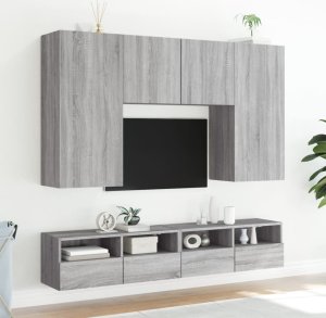 vidaXL Ścienna szafka TV, szary dąb sonoma, 100x30x30 cm 4