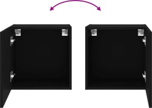 vidaXL Ścienne szafki TV, 2 szt., czarne, 40,5x30x40 cm 11