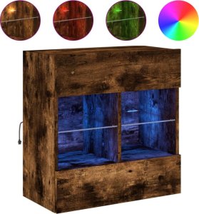 vidaXL Ścienna szafka TV z LED, przydymiony dąb, 58,5x30x60,5 cm 2