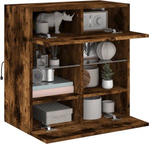 vidaXL Ścienna szafka TV z LED, przydymiony dąb, 58,5x30x60,5 cm 6