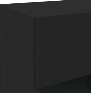 vidaXL Ścienna szafka TV z LED, czarna, 40x30x60,5 cm 12