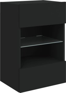 vidaXL Ścienna szafka TV z LED, czarna, 40x30x60,5 cm 3