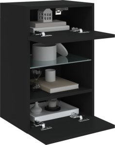 vidaXL Ścienna szafka TV z LED, czarna, 40x30x60,5 cm 7