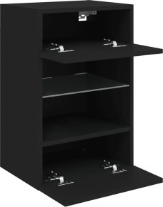 vidaXL Ścienna szafka TV z LED, czarna, 40x30x60,5 cm 8