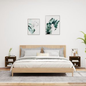 vidaXL Szafki nocne z oświetleniem LED, ścienne, 2 szt., brązowy dąb 4