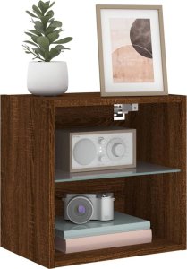 vidaXL Szafki nocne z oświetleniem LED, ścienne, 2 szt., brązowy dąb 6