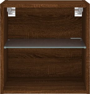 vidaXL Szafki nocne z oświetleniem LED, ścienne, 2 szt., brązowy dąb 9