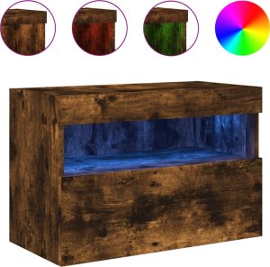 vidaXL Ścienna szafka TV z LED, przydymiony dąb, 60x30x40 cm 2