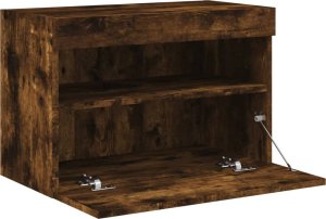 vidaXL Ścienna szafka TV z LED, przydymiony dąb, 60x30x40 cm 8