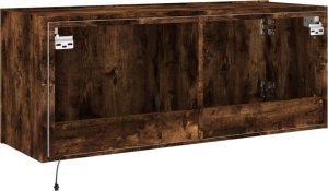 vidaXL Ścienna szafka TV z LED, przydymiony dąb, 100x35x41 cm 11