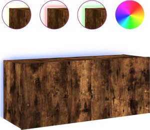 vidaXL Ścienna szafka TV z LED, przydymiony dąb, 100x35x41 cm 2