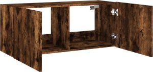 vidaXL Ścienna szafka TV z LED, przydymiony dąb, 100x35x41 cm 8