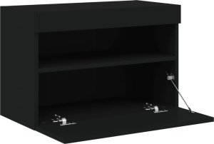 vidaXL Ścienna szafka TV z LED, czarna, 60x30x40 cm 8