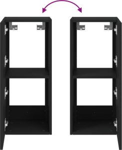 vidaXL Ścienna szafka TV z LED, czarna, 30,5x35x70 cm 12