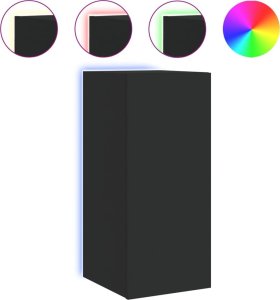 vidaXL Ścienna szafka TV z LED, czarna, 30,5x35x70 cm 2