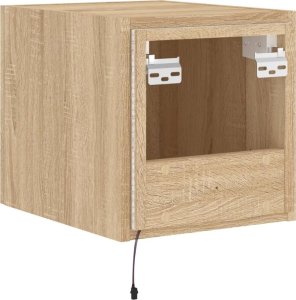 vidaXL Ścienna szafka TV z LED, dąb sonoma, 30,5x35x30 cm 11
