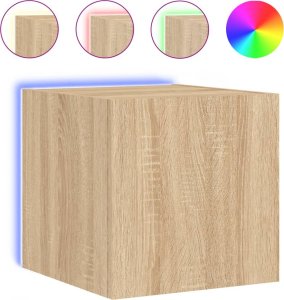 vidaXL Ścienna szafka TV z LED, dąb sonoma, 30,5x35x30 cm 2