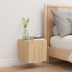 vidaXL Ścienna szafka TV z LED, dąb sonoma, 30,5x35x30 cm 5