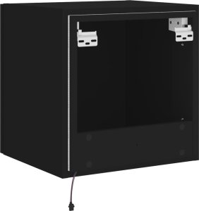 vidaXL Ścienna szafka TV z LED, czarna, 40,5x35x40 cm 11