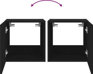 vidaXL Ścienna szafka TV z LED, czarna, 40,5x35x40 cm 12