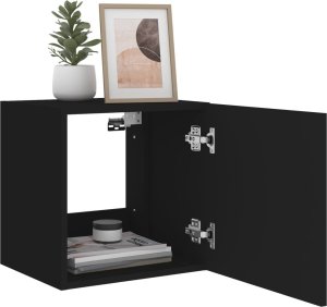 vidaXL Ścienna szafka TV z LED, czarna, 40,5x35x40 cm 7