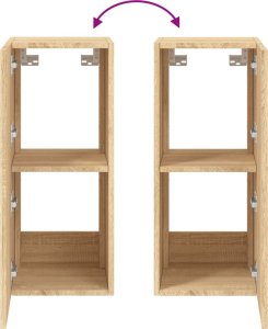 vidaXL Ścienna szafka TV z LED, dąb sonoma, 30,5x35x70 cm 12