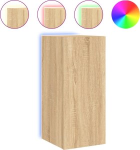 vidaXL Ścienna szafka TV z LED, dąb sonoma, 30,5x35x70 cm 2