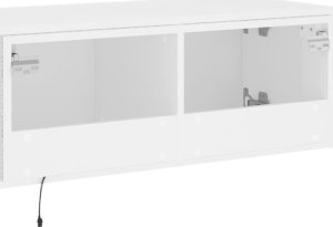 vidaXL Ścienna szafka TV z LED, biała, 80x35x31 cm 10