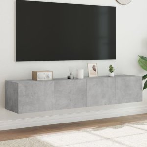 vidaXL Ścienne szafki TV z LED, 2 szt., szarość betonu, 80x35x31 cm 1