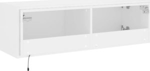 vidaXL Ścienna szafka TV z LED, biała, 100x35x31 cm 11