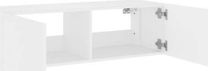 vidaXL Ścienna szafka TV z LED, biała, 100x35x31 cm 8