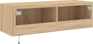 vidaXL Ścienna szafka TV z LED, dąb sonoma, 100x35x31 cm 12