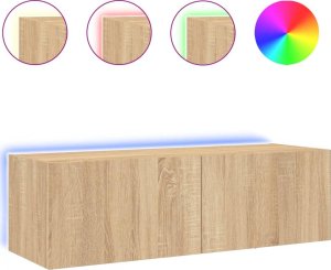 vidaXL Ścienna szafka TV z LED, dąb sonoma, 100x35x31 cm 2