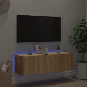 vidaXL Ścienna szafka TV z LED, dąb sonoma, 100x35x31 cm 5