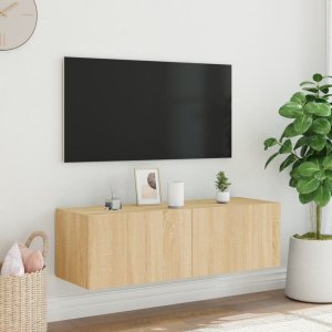 vidaXL Ścienna szafka TV z LED, dąb sonoma, 100x35x31 cm 6