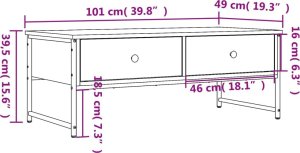 vidaXL Stolik kawowy, dąb sonoma, 101x49x39,5 cm 11