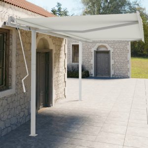 vidaXL Zestaw słupków do markizy, biały, 450x245 cm, żelazo 1