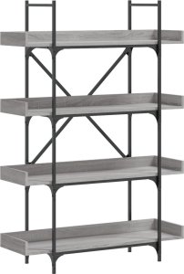 vidaXL 4-poziomowy regał na książki, szary dąb sonoma, 100x33x145,5 cm 2
