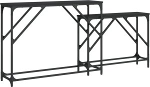 vidaXL Stoliki konsolowe, zsuwane, 2 szt., czarne 2